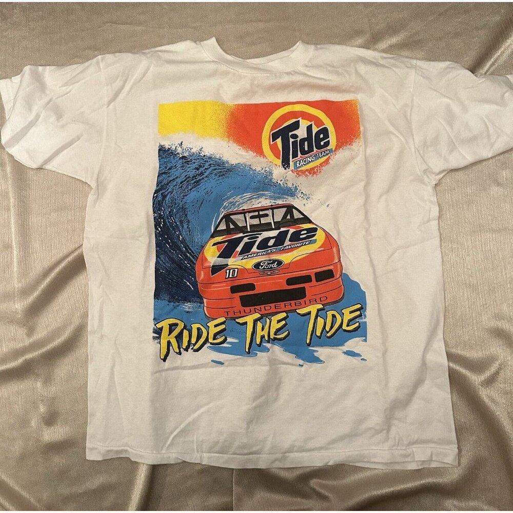 Vtg Tide Racing Shirt 90s NASCAR Ricky Rudd "Ride The Tide" Single‎ Stitch Sz XL
